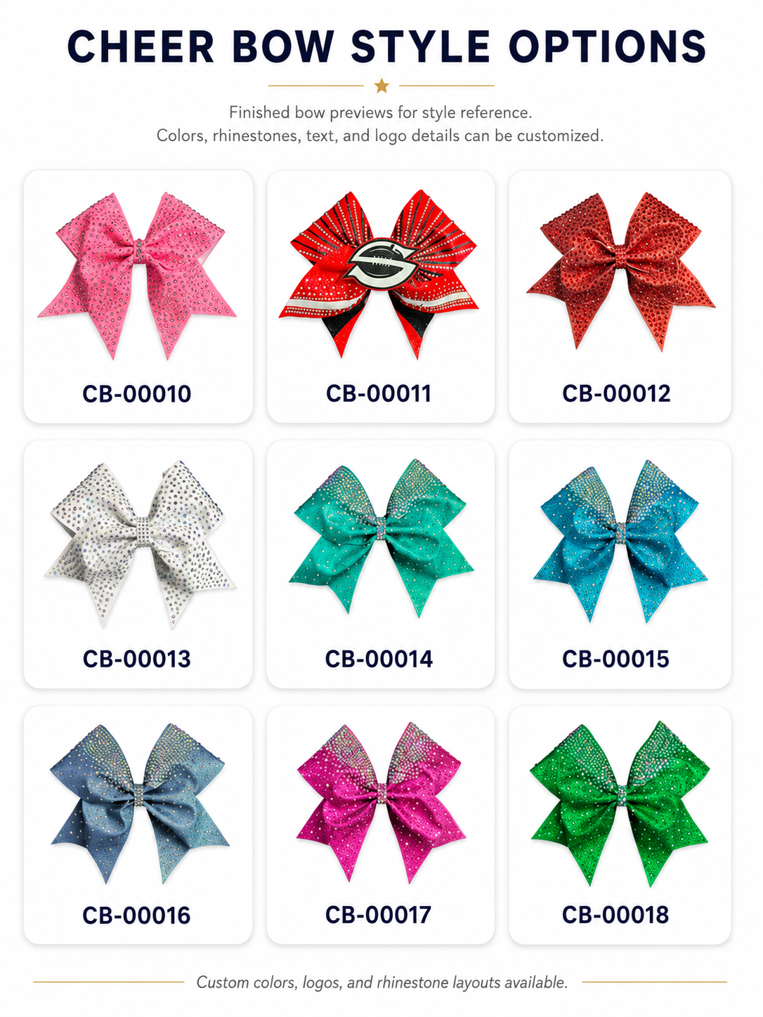 Custom team spirit cheer bow kit design option